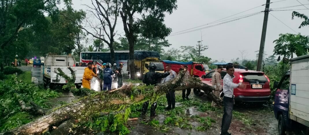 Cuaca Ekstrem di Jalancagak Subang, Rusak Atap Rumah Warga dan Tumbangkan Sejumlah Pohon Sempat Tutup Akses Jalan